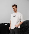 Erkek Baskılı Oversize T-shirt - Beyaz