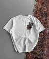 Erkek Baskılı Oversize T-shirt - Beyaz