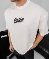 Erkek Baskılı Oversize T-shirt - Beyaz