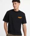 Erkek Baskılı Oversize T-shirt - Siyah