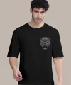 Erkek Baskılı Oversize T-shirt - Siyah