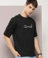 Erkek Baskılı Oversize T-shirt - Siyah