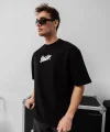 Erkek Baskılı Oversize T-shirt - Siyah