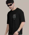 Erkek Baskılı Oversize T-shirt - Siyah