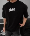 Erkek Baskılı Oversize T-shirt - Siyah