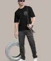 Erkek Baskılı Oversize T-shirt - Siyah