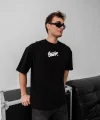 Erkek Baskılı Oversize T-shirt - Siyah