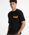 Erkek Baskılı Oversize T-shirt - Siyah