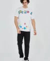 Erkek Baskılı Penye T-Shirt - Beyaz