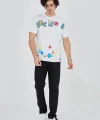 Erkek Baskılı Penye T-Shirt - Beyaz