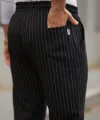 Erkek Beli Bağcıklı çizgili Pantolon