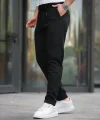 Erkek Beli Bağcıklı Duble Paça örme Pamuklu Kumaş Jogger Pantolon
