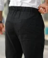 Erkek Beli Lastikli Keten Rahat Pantolon