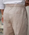 Erkek Beli Lastikli Keten Rahat Pantolon