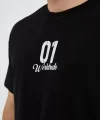 Erkek Bisiklet Yakalı Baskılı T-Shirt - Siyah