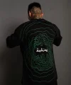 Erkek Bisiklet Yakalı Sırt Baskılı Oversize T-Shirt - Siyah