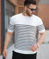 Erkek çizgi Desenli Bisiklet Yaka Kısa Kollu T-sihrt