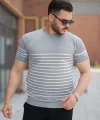 Erkek çizgi Desenli Bisiklet Yaka Kısa Kollu T-sihrt