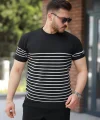 Erkek çizgi Desenli Bisiklet Yaka Kısa Kollu T-sihrt