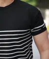 Erkek çizgi Desenli Bisiklet Yaka Kısa Kollu T-sihrt