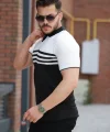 Erkek çizgi Desenli Yakalı Kısa Kollu T-shirt