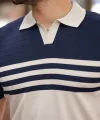 Erkek çizgi Desenli Yakalı Kısa Kollu T-shirt