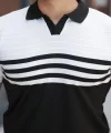 Erkek çizgi Desenli Yakalı Kısa Kollu T-shirt
