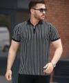 Erkek çizgili Fermuar Yakalı Kısa Kollu Tişört