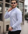 Erkek çizgili Hakim Yaka Gömlek