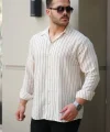 Erkek çizgili Keten Gömlek