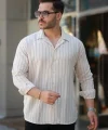 Erkek çizgili Keten Gömlek