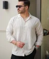Erkek çizgili Keten Gömlek
