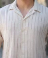 Erkek çizgili Keten Gömlek
