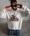 Erkek DANKES Baskılı Kapüşonlu Sweat - Beyaz