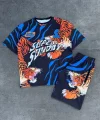 Erkek Dijital Baskılı Şortlu Takım - Mavi