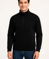 Erkek Dik Yaka Sweatshirt Dik Yaka Yarım Fermuarlı 3 İplik Şardonlu Pamuk Kumaş - Siyah