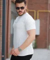 Erkek Dikey çizgili Ottoman Kumaş Kısa Kollu T-shirt