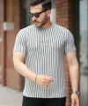 Erkek Dikey çizgili Ottoman Kumaş Kısa Kollu Tişört