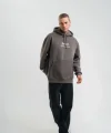 Erkek Double Oversize Kapüşonlu Sweatshirt 3 İplik Pamuklu Göğüs Nakışlı Premium Kalite – Antrasit