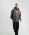 Erkek Double Oversize Kapüşonlu Sweatshirt 3 İplik Pamuklu Göğüs Nakışlı Premium Kalite – Antrasit