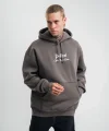 Erkek Double Oversize Kapüşonlu Sweatshirt 3 İplik Pamuklu Göğüs Nakışlı Premium Kalite – Antrasit