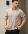 Erkek Düğmeli Yaka Waffle Kumaş Kısa Kollu Tişört