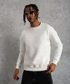 Erkek Düz Bisiklet Yaka Sweat - Beyaz