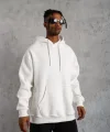 Erkek Düz Kapüşonlu Sweat - Beyaz