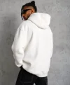Erkek Düz Kapüşonlu Sweat - Beyaz