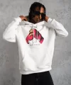 Erkek Eldiven Baskılı Kapüşonlu Sweat - Beyaz