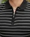 Erkek Fermuar Yakalı çizgili Kısa Kollu T-shirt