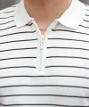 Erkek Fermuar Yakalı çizgili Kısa Kollu T-shirt