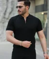 Erkek Fermuar Yakalı Kısa Kollu Tişört