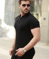 Erkek Fermuar Yakalı Kısa Kollu Tişört